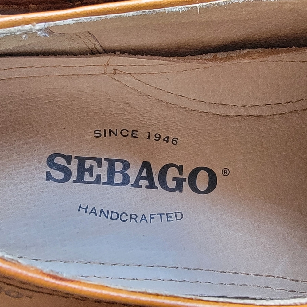 Sebago Men's Sz 8D Brattle Wing Tip Oxford Leather Shoe British Tan Vibram Sole - Picture 10 of 10